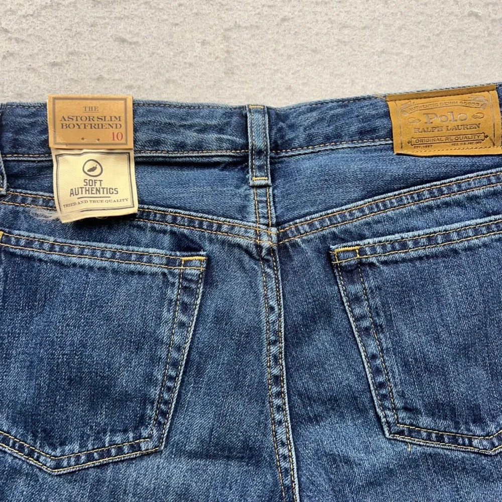 Polo Ralph Lauren Girls Astor Slim Boyfriend Jean Blue Corduroy Logo Size 10 NWT